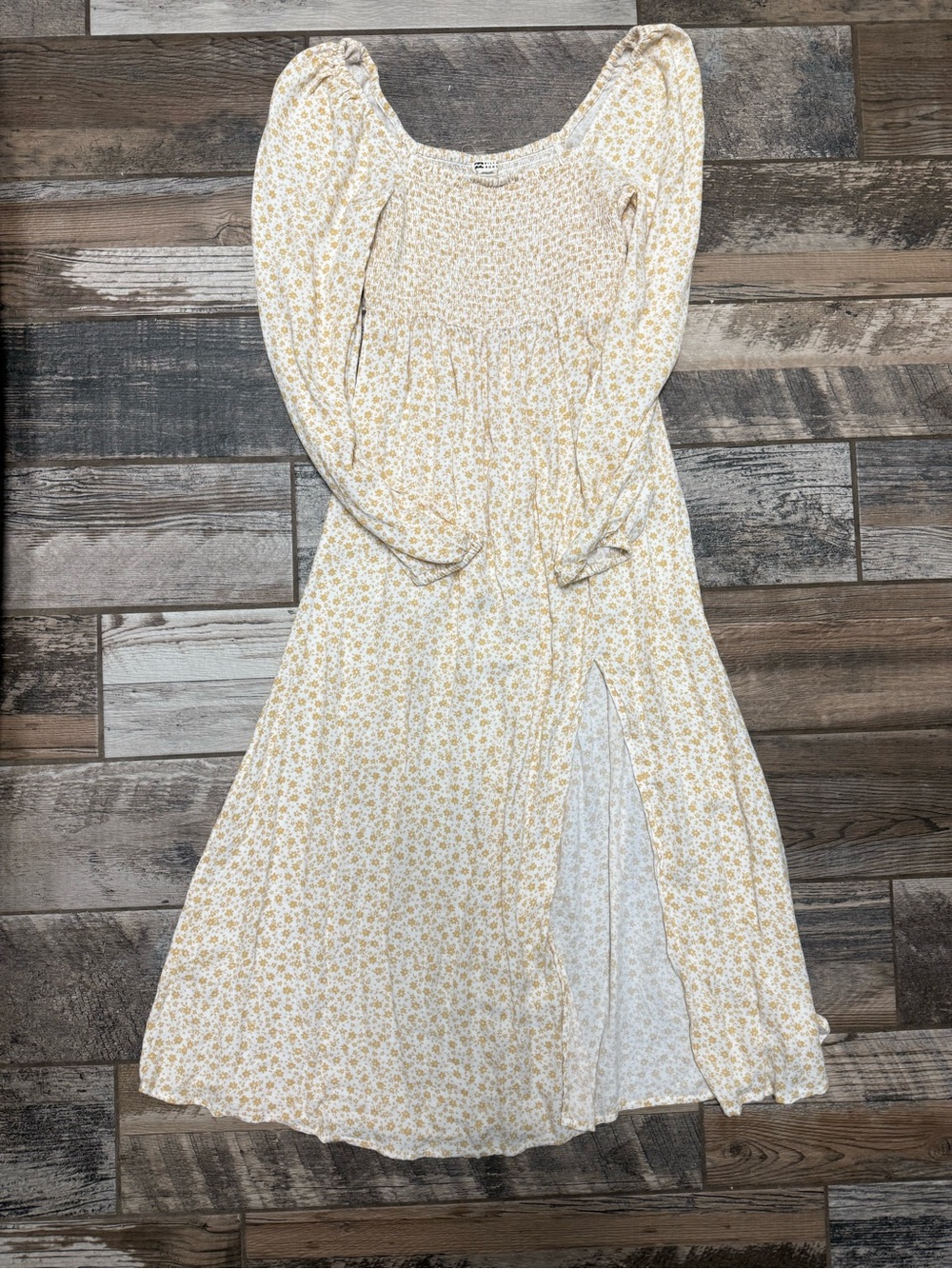 Billabong Cream Midi Dress with Yellow Floral Print